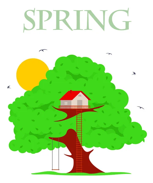 Tree house vector illustration — Stock Vector