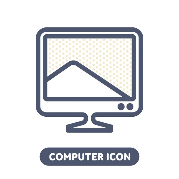Komputera monitor wektor ikona w rodzaj linii — Wektor stockowy