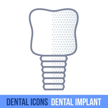 Vektör satırı diş simgesi. implant