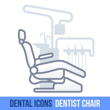 Vektör satırı diş simgesi. Dişçi koltuğu