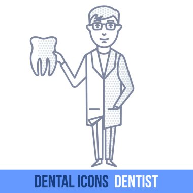 Vektör satırı diş simgesi. Diş hekimi