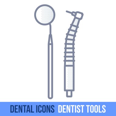 Vektör satırı diş simgesi. Diş hekimi araçları.