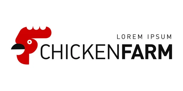 Logotipo de la granja con un gallo y herramientas para agricultores — Archivo Imágenes Vectoriales