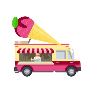 Gıda kamyon vektör düz çizim