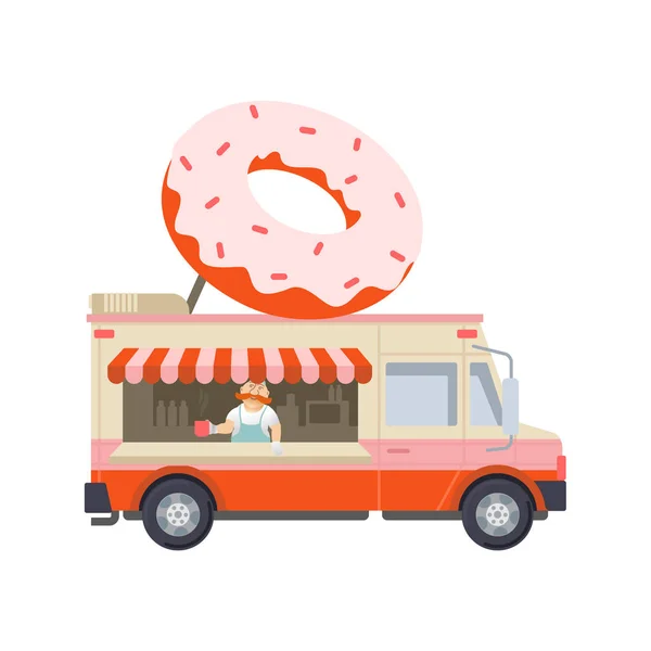 Food truck vector flat illustration — Stock Vector