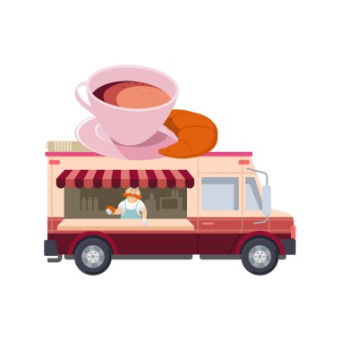 Gıda kamyon vektör düz çizim