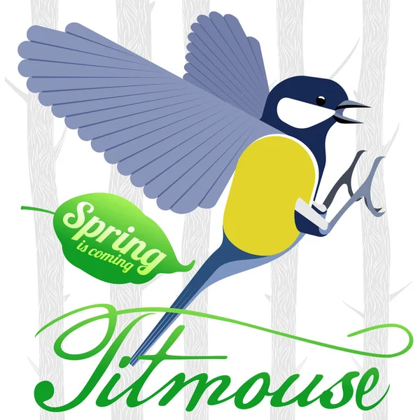 Oiseau titmouse logo vecteur — Image vectorielle