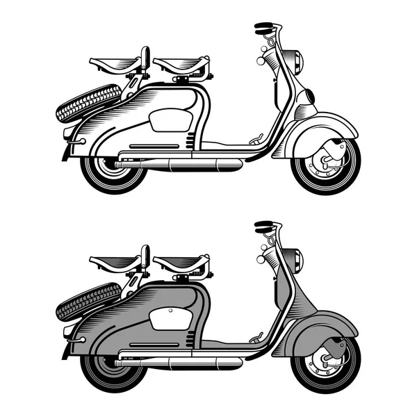 Vectorillustratie van vintage scooter — Stockvector