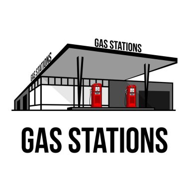 vintage gas stations clipart