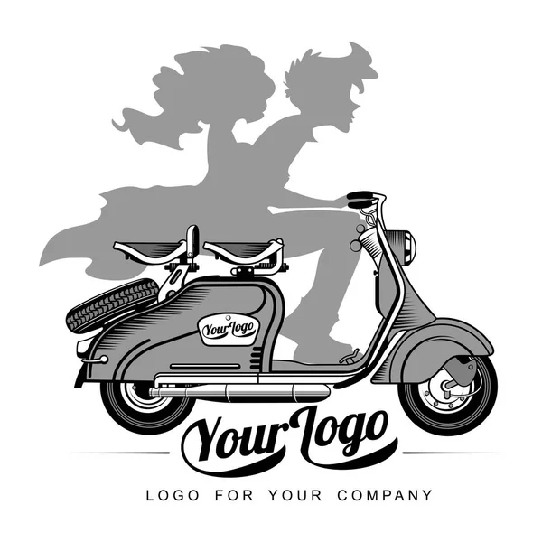 Vector illustration of vintage scooter — Stock Vector