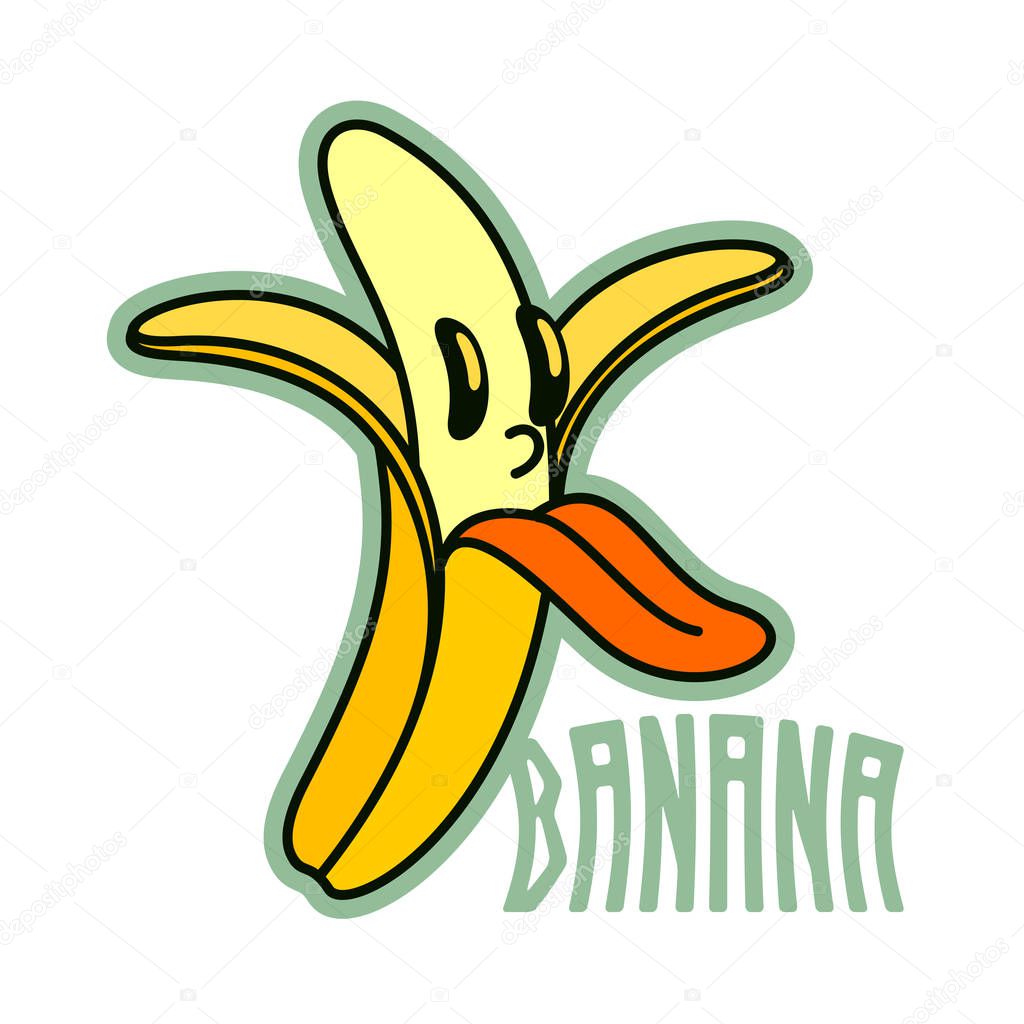 Cartoon peeled banana logo templates. Banana man. Vintage style banana badges and labels. Black and white logo templates for your design. Vector illustration isolated on white background.