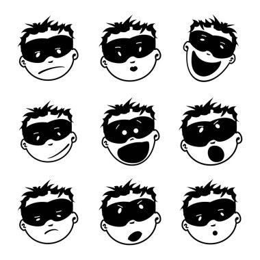 Genç süper adam yüz ifadesi maskeli