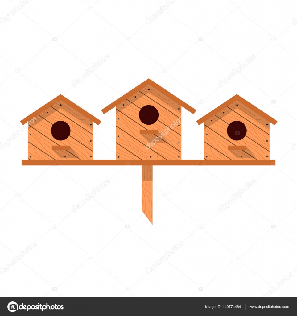 Illustrazione di vettore della sorgente con legno casette per gli uccellini Alberi germogli dell albero disgelo uccelli Grafica Web banner pubblicit 