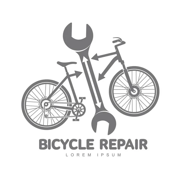 Taller de reparación de bicicletas vector logotipo plantilla — Archivo Imágenes Vectoriales