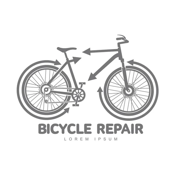 Taller de reparación de bicicletas vector logotipo plantilla — Archivo Imágenes Vectoriales