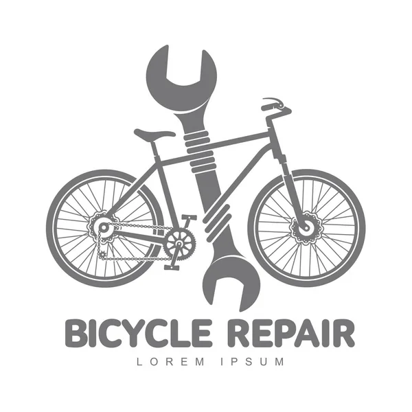 Taller de reparación de bicicletas vector logotipo plantilla — Archivo Imágenes Vectoriales