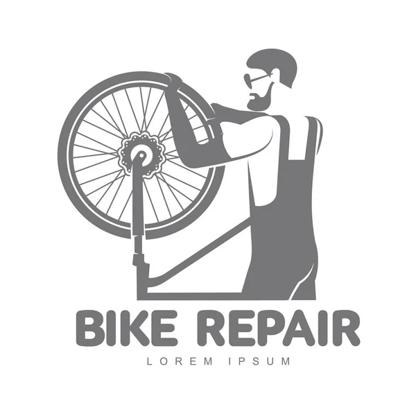 Майстерня з ремонту велосипедів Векторний логотип — стоковий вектор