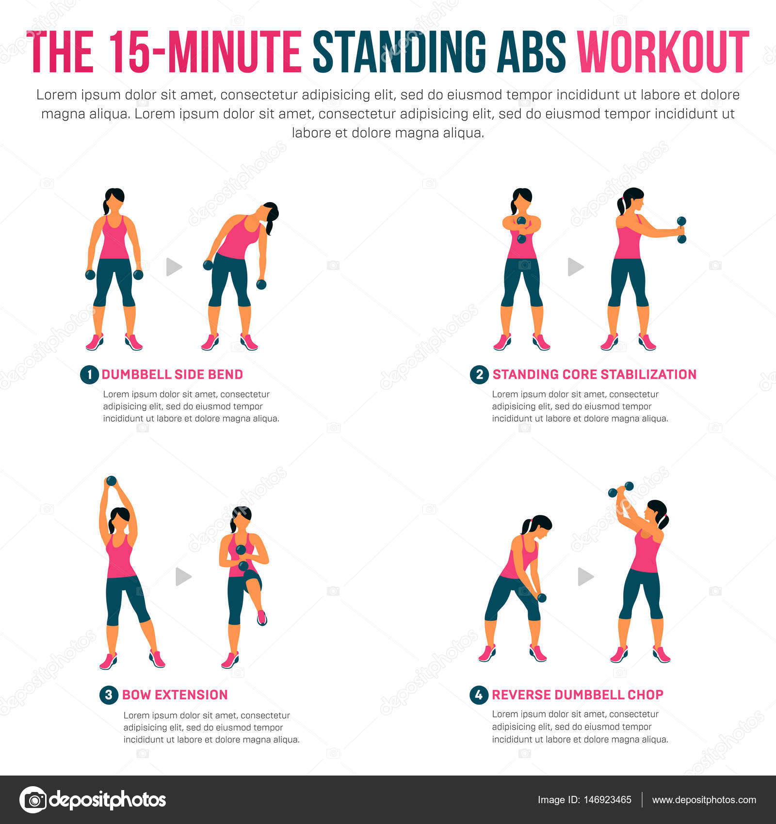 15 minute standing abs workout Stock Vector by ©samorodinov 146923465