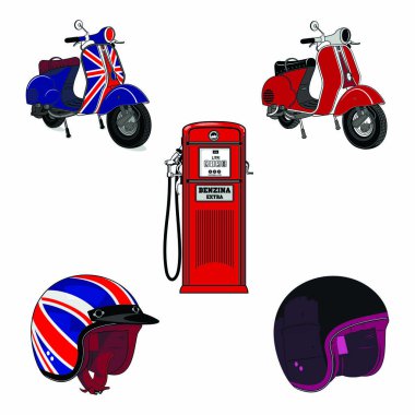 Vector illustration of vintage scooter clipart