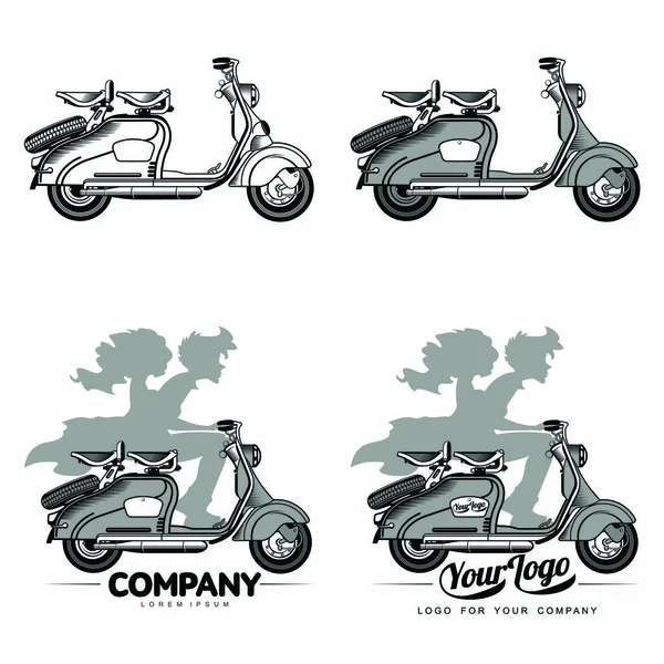 Vector illustration of vintage scooter — Stock Vector