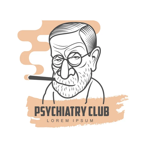 Cartoon karikatuur portret van Sigmund Freud — Stockvector