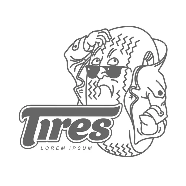 Modèle de logo de pneus de bande dessinée — Image vectorielle