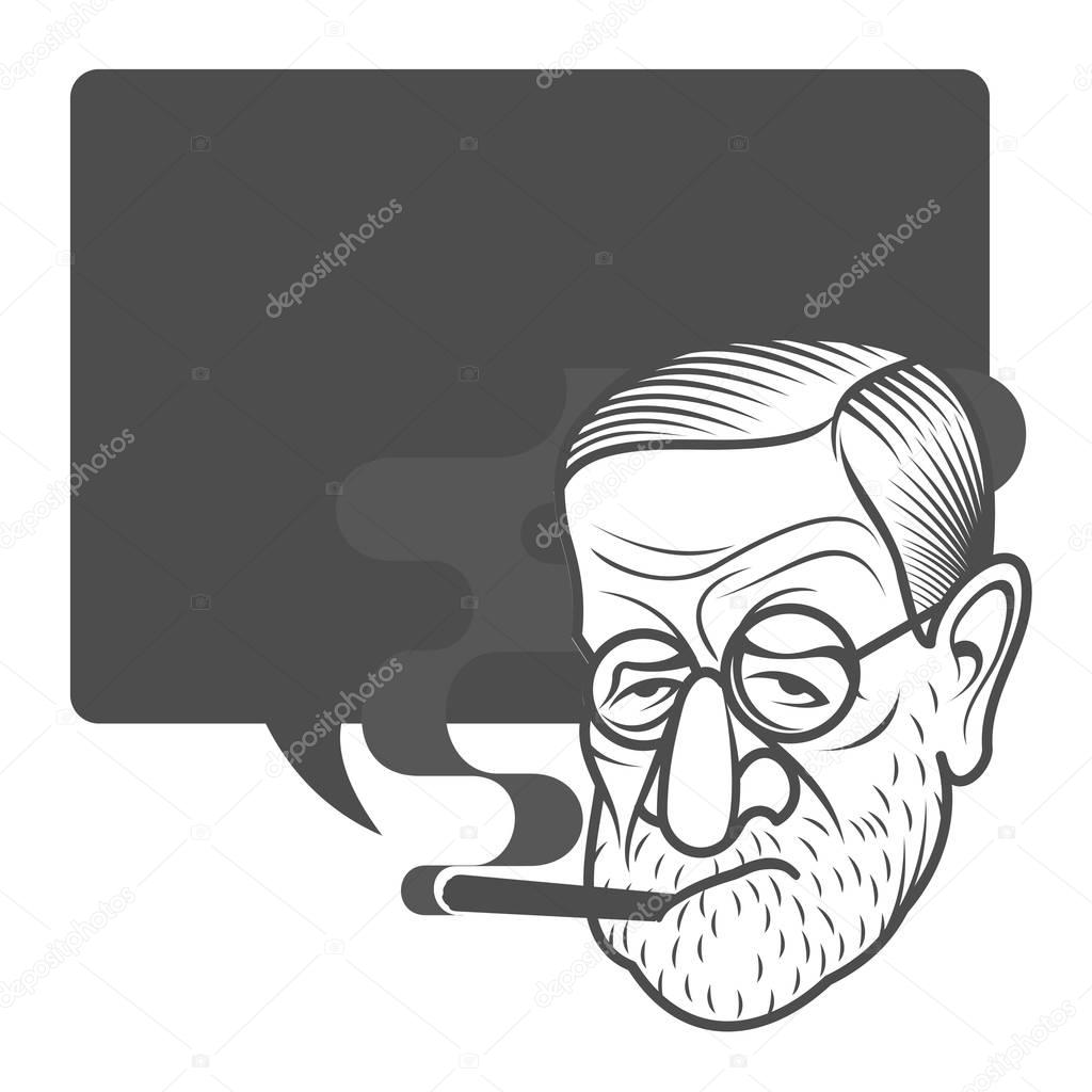 Cartoon caricature portrait of Sigmund Freud
