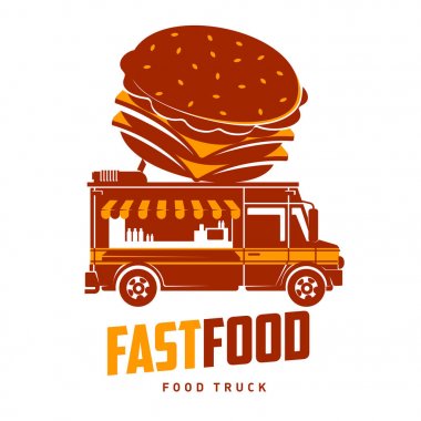 Gıda kamyon vektör düz çizim