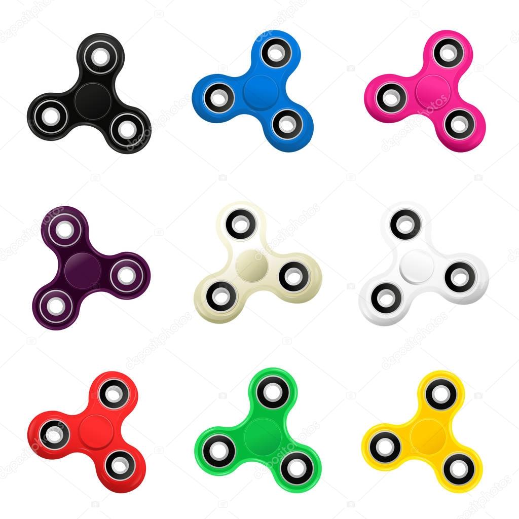 Hand spinner flat vector illustration. Hand spinner tricks. Badges, labels, banners, advertisements, brochures, business templates. Vector illustration isolated on white background