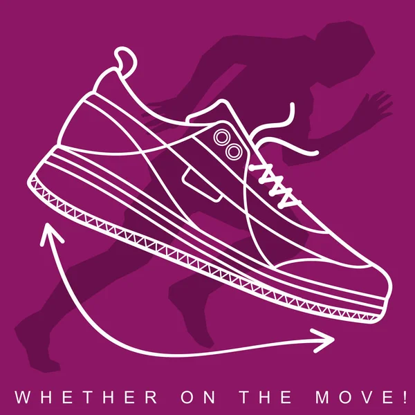 Ilustración vectorial de la silueta de un atleta y zapatillas deportivas — Vector de stock