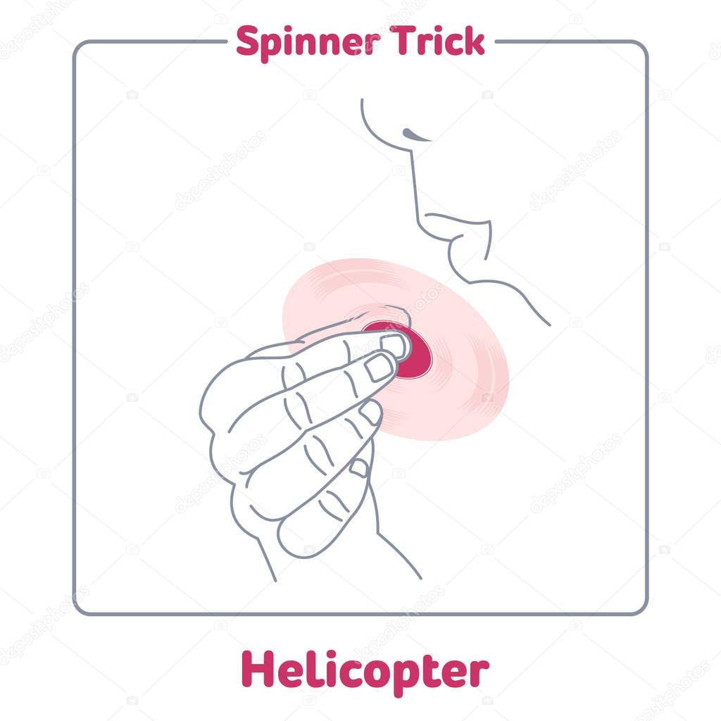 Hand spinner trick flat vector illustration. Hand spinner tricks. Badges, labels, banners, advertisements, brochures, business templates. Vector illustration isolated on white background