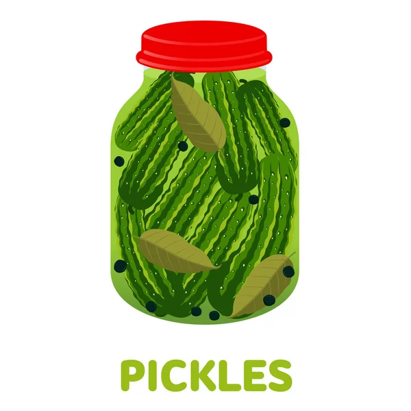 Pickles glazen pot vlakke afbeelding — Stockvector