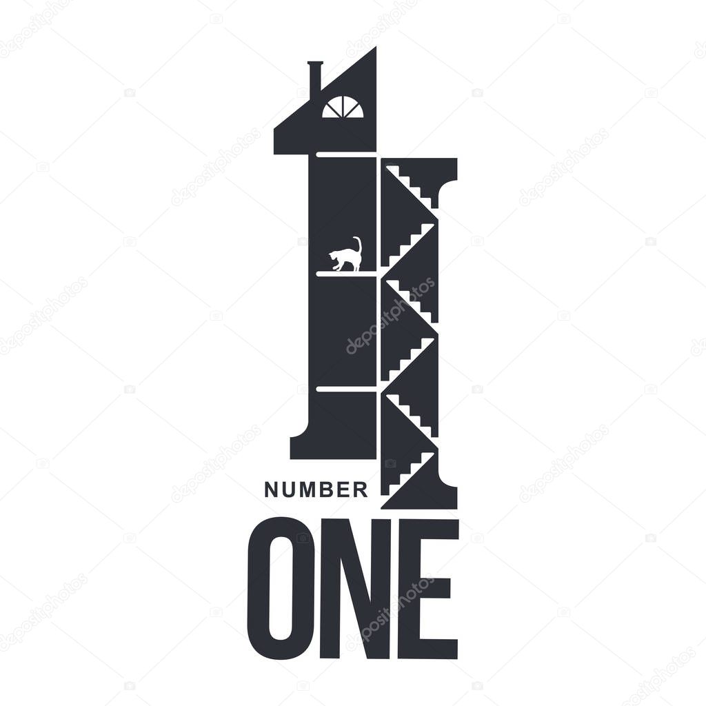 Set of number one logo templates. Two colors graphic number one logo templates, corporate identity. , vector illustrations isolated on white background.