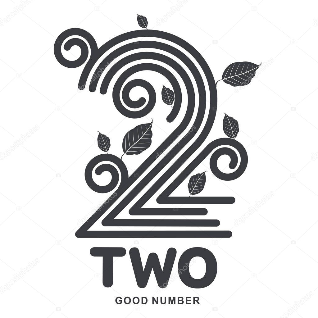 Number two logo templates. Black and white graphic number one logo templates, corporate identity. , vector illustrations isolated on white background.