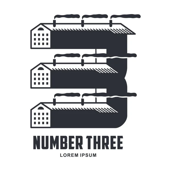 Logo numerico tre — Vettoriale Stock