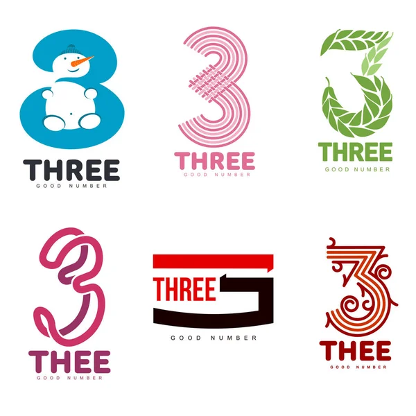 Numeric logo three — Stock Vector