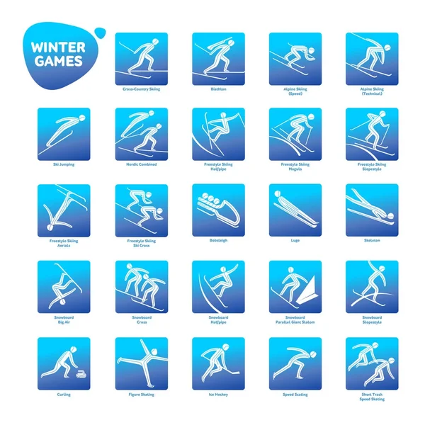 Winter sport games competition icon. All sport species of events in 2018. Winter sports icons set, vector pictograms for web, print and other projects. Vector illustration isolated on a white background