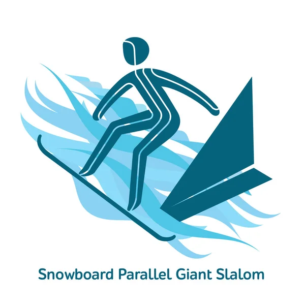 Snowboard Ícone Slalom Gigante Paralelo Espécies Esportivas Eventos 2018 Jogos — Vetor de Stock