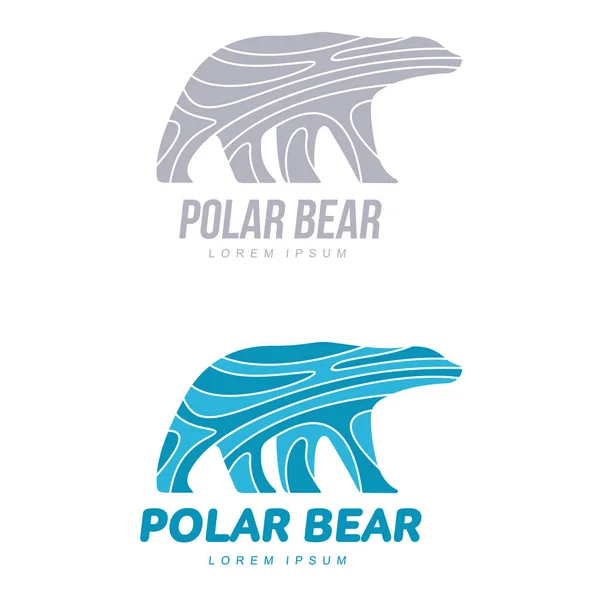 Stylized graphic polar bear logo templates. Collection of creative polar bear logotype templates, growth, development, power concept. Vector illustration isolated on white background.