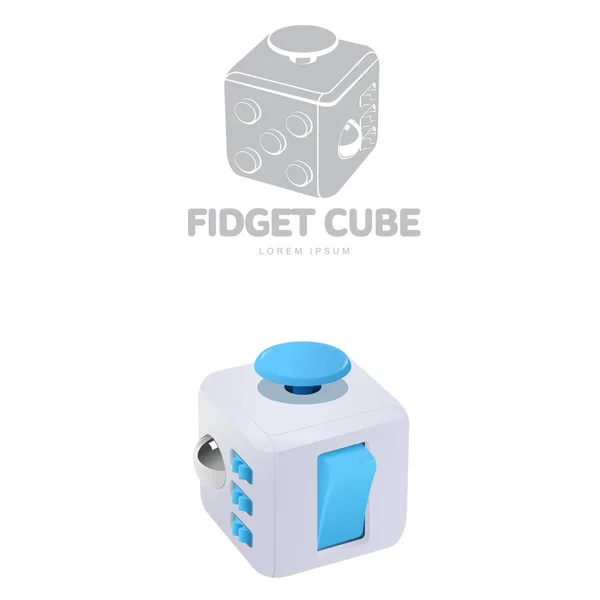 Ilustração Vetorial Cubo Fidget Truques Cubo Fidget Emblemas Rótulos Banners —  Vetores de Stock