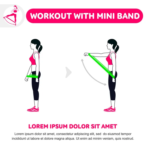 Träning Med Mini Band Fitness Aerobic Och Träning Träna Gymmet — Stock vektor