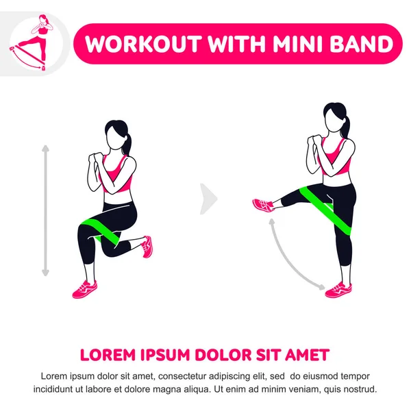 Workout Mini Band Fitness Aerobic Workout Exercise Gym Vector Set — Stock Vector