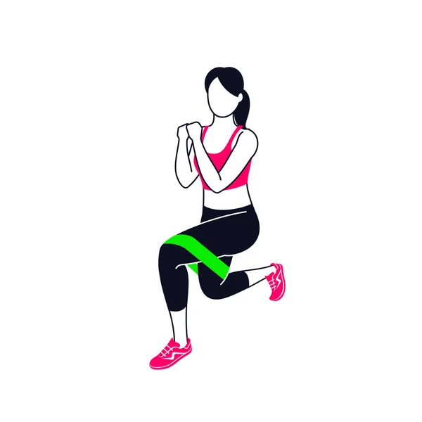 与迷你乐队锻炼 有氧运动和健身房锻炼 在白色背景上隔离的平面风格的健身房图标的矢量集 健身房的人 健身器材 — 图库矢量图片