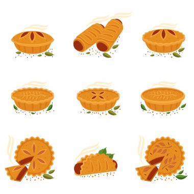 Etli börek, rulo, kiş illüstrasyon