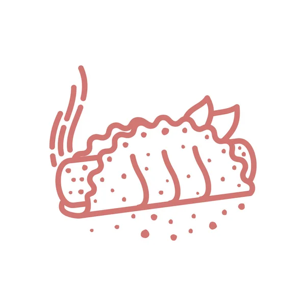 Vlees taart, roll, quiche illustratie — Stockvector
