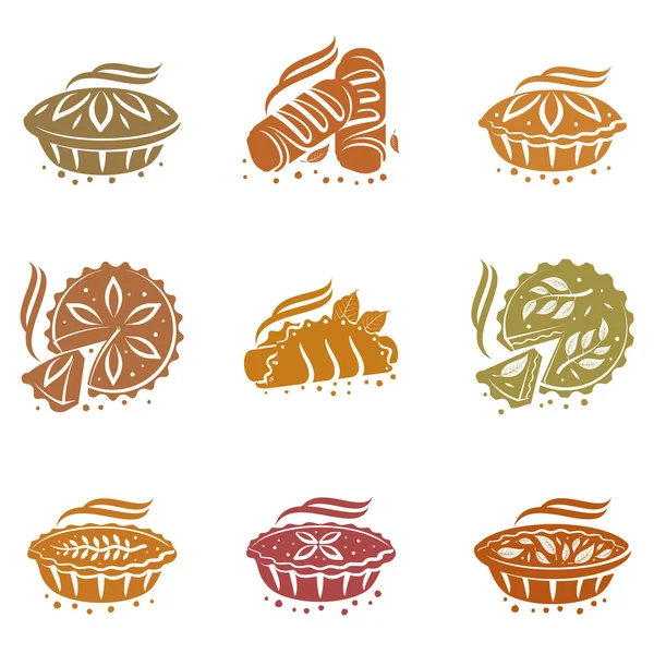 Pastel de carne, rollo, quiche ilustración — Vector de stock