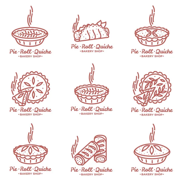 Ciasto mięsa, rolki, quiche ilustracja — Wektor stockowy