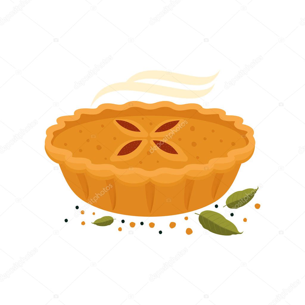 Meat pie, roll, quiche illustration