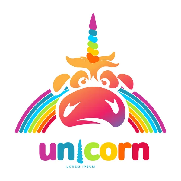 Unicorn illustration logo template — Stock Vector