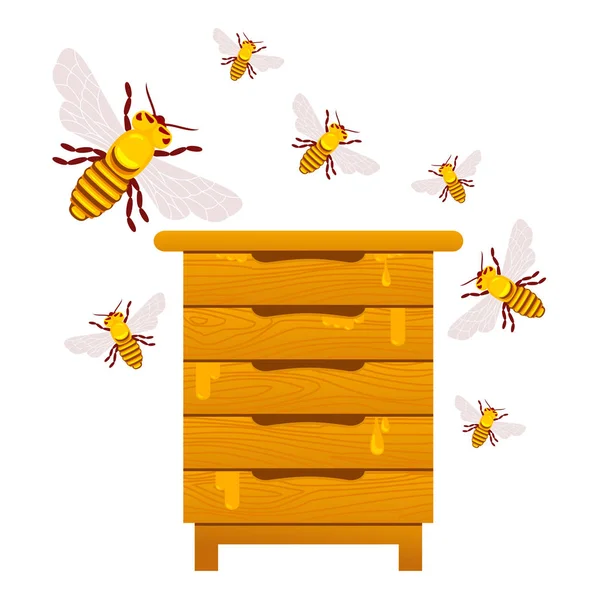 Conjunto de abelhas e mel —  Vetores de Stock